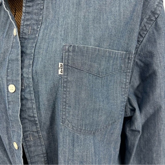 Levi's Blue Jean Denim‎ Long Sleeve Button Down Shirt Cotton Classic Plus Size - Picture 5 of 13